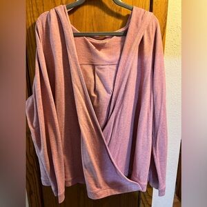 Calia Active Top 2X Sweatshirt Yoga Twist Front Hooded Shawl Wrap Cardigan